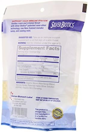 American Biotech Labs Silver Biotics Silver Lozenges w/60ppm SilverSol and Manuka Honey, Mighty Manuka Mint (21 Count) (2 Pack)