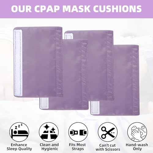 6 Packs Satin CPAP Strap Covers Soft, CPAP Mask Cushions, Breathable CPAP Strap Cushions, CPAP Hair Protector for Women, Universal Silk CPAP Strap Covers for Reducing Red Marks (Light Purple)