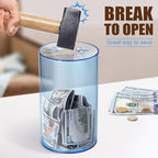 Hicocool Clear Piggy Bank for Adults Kids Must Break to Open, Blue Acrylic Piggy Bank Unopenable Money Savings Jar (8" H x 5" D)