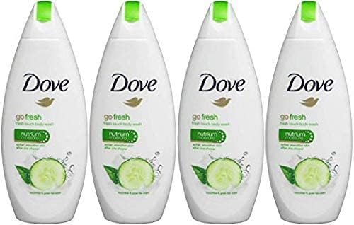Dove Go Fresh Cool Moisture Fresh Touch Body Wash, Cucumber and Green Tea, 16.9 Oz / 500 Ml (Pack of 4) International Version