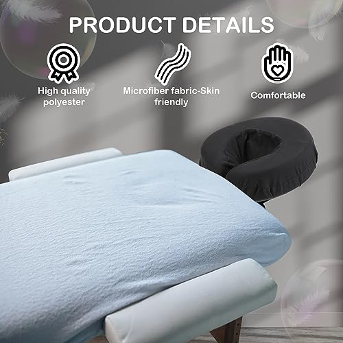 24 Pcs Face Cradle Covers for Massage Table Microfiber Reusable Soft Thicker Massage Table Head Rest Covers Bulk Oil Proof Headrest Cradle Sheets for Spa Beauty Salons (Black)