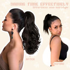 FELENDY 15" Ponytail Extension Drawstring Curly Wavy Ponytail Extensions Clip in Long Pony Tails Hair Cute Synthetic Piece for Women Light Blonde Mix Bleach Blonde