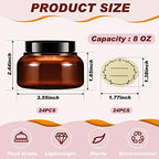 Tessco 24 Pack Plastic Jars with Lids Labels Plastic Containers Round Refillable Cosmetic Containers Empty Body Butter Jars Sugar Scrub Containers for Cosmetics (Brown,8 oz)