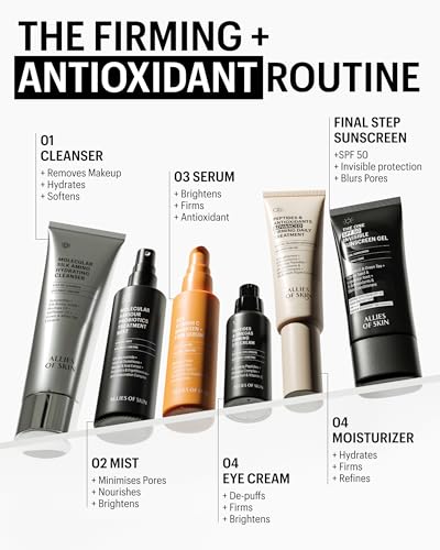 Allies of Skin Peptides & Antioxidants Advanced Firming Daily Treatment with 13 Brighteners, 9 Antioxidants, 7 Firming Peptides, 5% Teprenone & Ferulic Complex and 3% Biotech Algae Complex 48ml/1.6oz