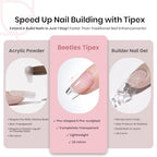 Beetles Tipex Instant Apex Nail Tips Short Coffin Shape 512 Pcs Pre Etched Fake Nails Tips Thick Acrylic Nail Pre Builder Gel Press-on Nails