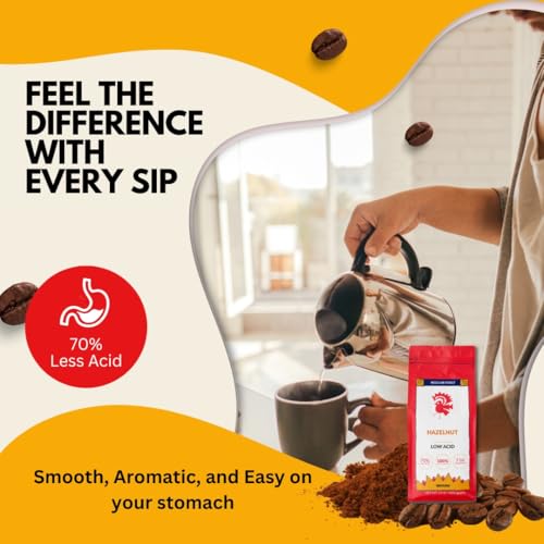 Puroast Low Acid Coffee Flavored Coffee | Hazelnut Ground | Medium Roast | High Antioxidants & High pH |No Bitter Aftertaste | Reduced Heartburn & GERD | Suitable for Cold Brew - 2.2 LB