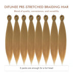 Pre-stretched Braiding Hair - 22 Inch 8 Packs Blonde Long Braiding Hair For Twist or Box Braids, Yaki Texture Hot Water Setting Synthetic Braiding Hair Extensions (22 Inch, #27-8P)