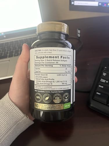 Carlyle Pumpkin Seed Oil | 3000mg | 200 Softgel Capsules | Non-GMO and Gluten Free Formula | Cold Pressed Dietary Supplement