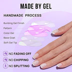 BTArtbox French Tip Press On Nails - Short Press on Nails Square, Glue On Nails for Women Gift, Supremely Fit Natural Stick On Nails in 15 Sizes - 30 Fake Nails Kit, Classic French