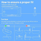 Adjustable Bathtub Grab Bars for Seniors, Tub Handle Grab Bar for Elderly Bath Support, Bathtub Safety Rail, Height and Width Adjustable