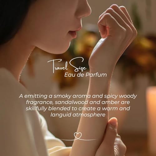 Amber Sandalwood Perfume Oil Roll On for Women and Men, Alcohol Free Eau de Parfum, Travel Size Essential Oil Body Fragrance, Concentrated Long Lasting Spicy Woody Scent, 10 ml