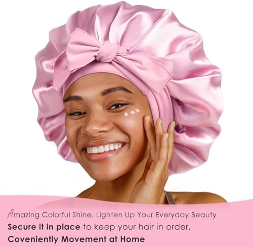 YANIBEST Silk Bonnet for Sleeping Women Satin Bonnet Double Layer Satin Lined Hair Bonnet with Tie Band Curly Hair