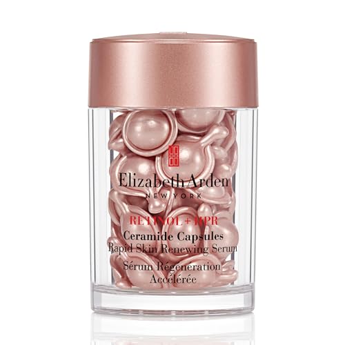 Elizabeth Arden Retinol + HPR Ceramide Rapid Skin Renewing Anti-Aging Face Serum Capsules, Fine Lines & Wrinkles Treatment with Peptides, Vitamin E, & Niacinamide, 30 Count
