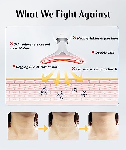 Red-Light-Therapy-for-Face and Neck, Red Light Therapy Wand, 7 Color Led Face Neck Massager for Skin Care, White