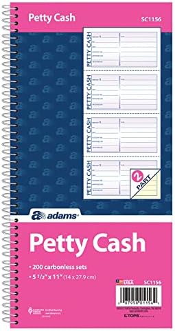 Adams Spiral Petty Cash Book, 2-Part, Carbonless, 4 Messages per Page, 200 Sets per Book (SC1156)