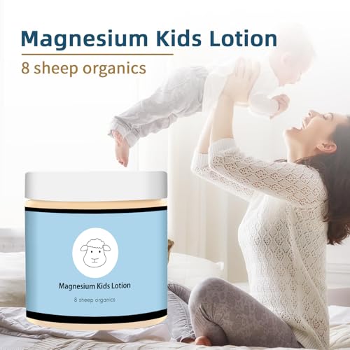 8 Sheep Organics Magnesium Lotion for Kids,Magnesium Lotion for Sleep,Topical Magnesium Cream Helps Kids Stay Calm at Bedtime and During The Night（4 oz）