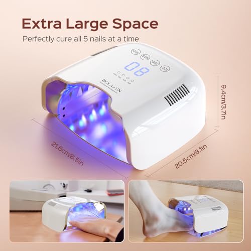 BOLASEN Cordless Rechargeable UV Nail Lamp - UV Light for Gel Nails with Metallic Reflector & Metal Base, 54W Portable Wireless LED Nail Dryer, Professional Fast Charger Curing Lamp for Salon or Home