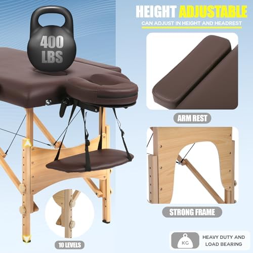 PayLessHere Massage Bed Portable Massage Table 2 Fold Lash Bed Adjustable Salon Bed 24 inche Wide Spa Table with Non-Woven Bag for Spa Footmassage Facial CareSpa Tattoo