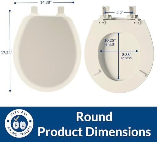 Mayfair Cameron Biscuit Toilet Seat, Non Slip Heavy Duty Wood, Easy Clean, Round