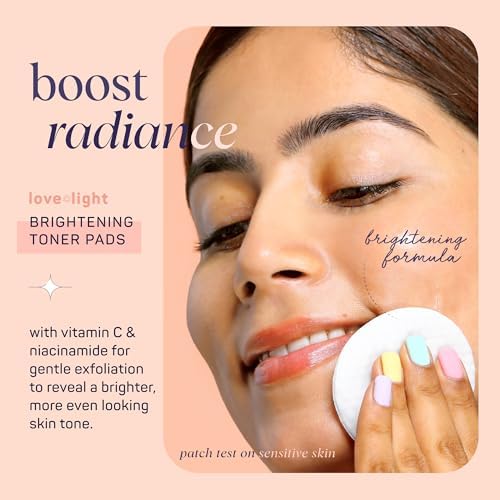 SpaLife Love & Light Radiating Toner Pads – for Uneven Skin Tone, Dark Spots & Discoloration, Clogged Pores, Dullness with Vitamin C, Niacinamide – Toner Pads for Face, Face Pads, Pre-Soaked Pads