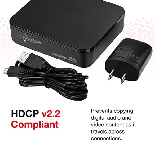 Rocketfish 2-Output HDMI Splitter with 4K at 60Hz and HDR Pass-Through - Dual HDMI Splitter with Easy Setup - HDMI Splitter Output Supports 2 HDMI Displays - Splitter with 4k & HDR Compatibility