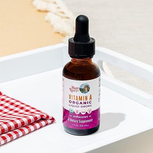 MaryRuth Organics USDA Organic Vitamin A Liquid Drops | 3 Month Supply | Bone Health for Ages 14+ | Essential Vitamin | 750mcg per Serving | Sugar Free | Vegan | Non-GMO | Gluten Free | 1oz