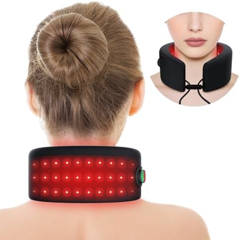 Comfytemp Portable Cordless Red Light Therapy for Neck Pain Relief, FSA HSA Eligible Near Infrared Light Therapy Neck Wrap, Rechargeable Wireless Wearable Light Wrap for Travel