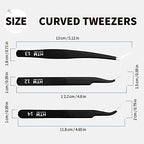 HengTianMei 8Pcs lash tweezers 3 Stainless Straight and 3 Curved Tip Eyelash Tweezers, With 2 Slant Pointed Precision Eyebrows Tweezers for eyelash extensions, Facial Hair, and Ingrown Hair Removal