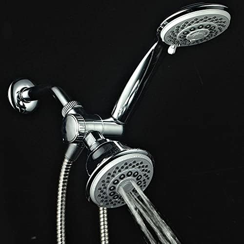 Hotel Spa AquaStorm 30-Setting SpiralFlo 3-Way High Pressure Luxury Shower Head/Handheld Showerhead Combo with Water Saving Economy Mode/Chrome