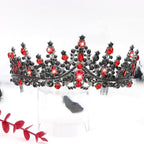CURASA Black Tiaras for Women Red Gothic Crown for Women Girls Queen of Hearts Crown Quinceanera Tiara Princess Crowns Royal Queen Crown Baroque Vintage Crown for Halloween Costume Birthday Cosplay