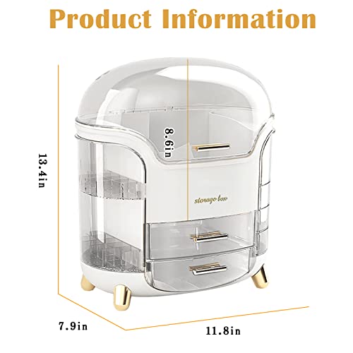 Makeup Organizer & Skincare Organizers, Cosmetic Organizer Box for Countertop with Lid & Drawers, Make Up Storage Organizer with Waterproof & Dustproof Cover, Birthday Gifts for Vanity Women Girls