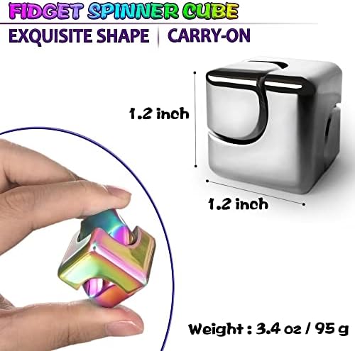 2pc Fidget Spinner Toys Cube Adults, Easter Basket Stuffers for Teens Metal EDC Cool Desk Gadgets Office Toys Small Anxiety Figette Sensory Toy, ADHD Tool Fingears Figet Stress Valentine Gift for Boy