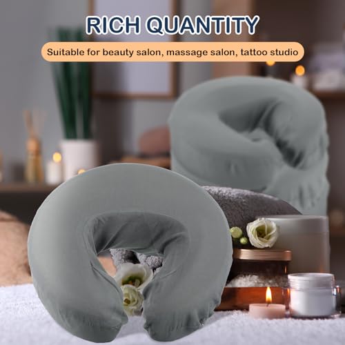 24 Pcs Face Cradle Covers for Massage Table Microfiber Reusable Soft Thicker Massage Table Head Rest Covers Bulk Oil Proof Headrest Cradle Sheets for Spa Beauty Salons (Gray)