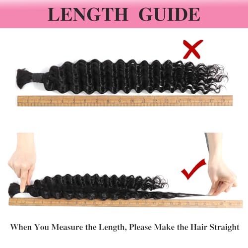Blonde Braiding Hair 100g 20 Inch Human Braiding Hair Deep Water Wave Bulk Human Hair for Braiding Brazilian Human Braiding Hair for Boho Braids Color 30