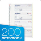 Adams Money and Rent Receipt Book, 2-Part Carbonless, 7-5/8" x 11", Spiral Bound, 200 Sets per Book, 4 Receipts per Page (SC1182), White/Canary