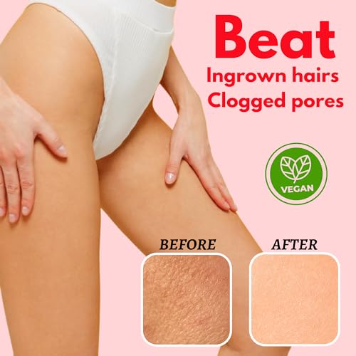 Bikini Area Exfoliator, 2% Kojic Acid Vitamin C & 7% AHA/BHA Even Skin Tone & Ingrown Hair - Underarm Scrub - Radian, Smoothe & Soften Body Scrub