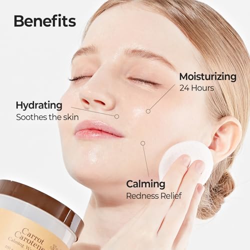SKINFOOD Carrot Carotene Calming Water Pad 250g (8.81 oz.) 60 Sheets- Redness Relief Soothing Facial Toner Pads for Sensitive Skin