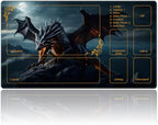 DEGDFSGR for MTG Playmat with Zones 24 x 14 inches for TCG Playmats Non-Slip Rubber Base Commander Play Mat for Lorcana Trading Card Game, Rock Wings Black Dragon Fire
