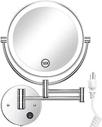 Gospire 8.5" Wall Mounted Lighted Magnifying Mirror, 1X/10X Double-Sided Magnification Round LED Cosmetic Vanity Bathroom Mirror Extendable Arm 360° Swivel for Shaving Makeup
