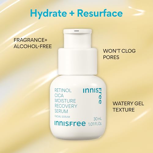 innisfree Retinol Cica Moisture Recovery Serum with Retinol, Salicylic Acid, and Cica, Gentle Korean Soothing Serum (Packaging May Vary)