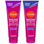 Lume Whole Body Deodorant Plus Sweat Control - Smooth Cream Tube - 72 Hour Odor And Sweat Control - Baking Soda Free, Skin Loving - 3.0 ounce, Pack of 2 (Soft Powder & Lavender Sage)