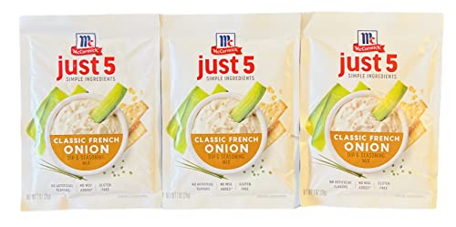 French Onion Dip and Seasoning Mix Bundle: Comes with Three 1 oz Packets of McCormick Just 5 Simple Ingredients Classic French Onion Dip & Seasoning Mixes and 1 Leftover/Storage Container