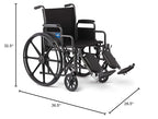 Medline Comfortable Folding Wheelchair with Swing-Back, Desk-Length Arms and Elevating Footrests, 18”W x 16”D Seat