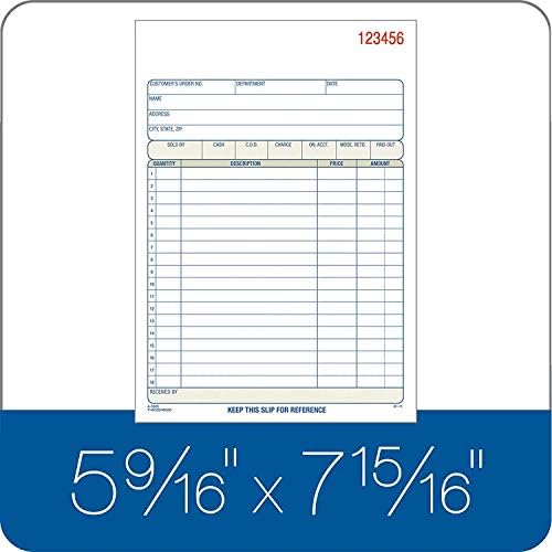 Adams Sales Order Book, 2-Part, Carbonless, White/Canary, 5-9/16 x 8-7/16 inches, 50 Sets per Book (DC5805) (12 Pack)