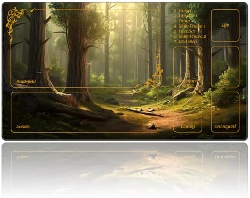 DEGDFSGR for MTG Playmat with Zones 27.5" x 15.74" for TCG Playmat Non-Slip Rubber Base Commander Playmats for Card Playmats Iorcana Trading Card Game, Sunshine Fairy Tale Forest