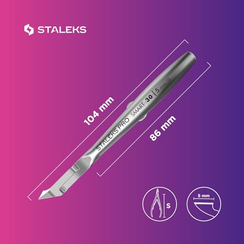 Staleks Pro Cuticle Trimmer - Professional Stainless Steel Cuticle Nipper with Sharp 5mm Blade: Durable Manicure and Pedicure Tool for Nail Care NS-30-5