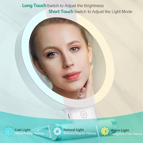 B Beauty Planet Magnifying Mirror with Light 20X/1X,Double Sided Tabletop Mirror with Adjustable Folding Handle,Cosmetic Mirror for Makeup/Travel, Tweezing, and Blackhead/Blemish Removal.