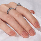 BTArtbox Press On Nails Short - Glue on Nails Square, Soft Gel Light Weight Fake Nails with Glue, Reusable Semi-Transparent Stick On Nails in 15 Sizes, Hot Cocoa