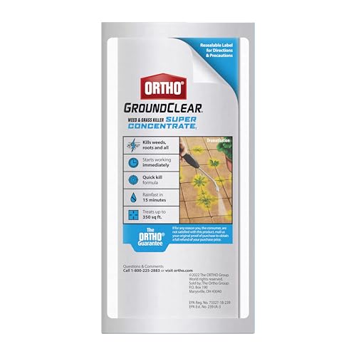 Ortho GroundClear Weed & Grass Killer Super Concentrate, with Empty Reusable Bottle, Comfort Wand & 2-5 oz Refill Pouches