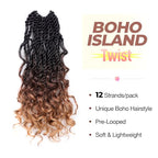 ToyoTress Boho Island Twist Crochet Hair - 12 Inch 8 Packs Short Bob Ombre Brown 3 Tones Boho Havana Twist Crochet Braids Synthetic Braiding Hair (12 Inch,8P-OT30/27)